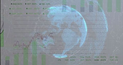 Futuristic digital dashboard with 3d globe and data visualization