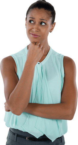 Pensive Businesswoman with Transparent Background Thinking