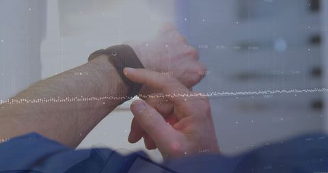 Dual Exposure of Financial Data and Man Using Smartwatch - Download Free Stock Images Pikwizard.com