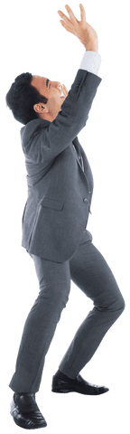 Transparent Businessman Stress, Arms Raised in Frustration