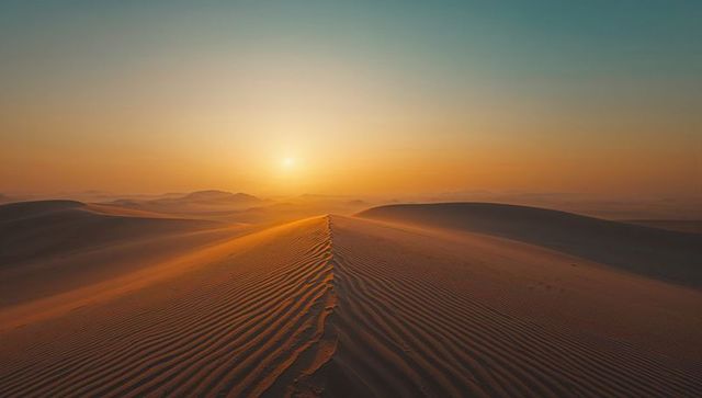 Majestic desert sunrise on sand dune horizon