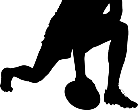 Silhouette of male rugby player on transparent background for sports design