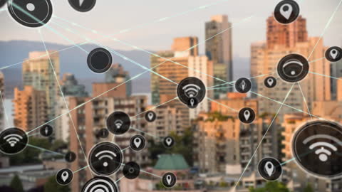 Digital Network Interaction Above Urban Skyline