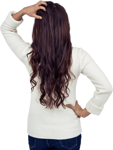 Rear View Brunette in White Sweater Transparent Background