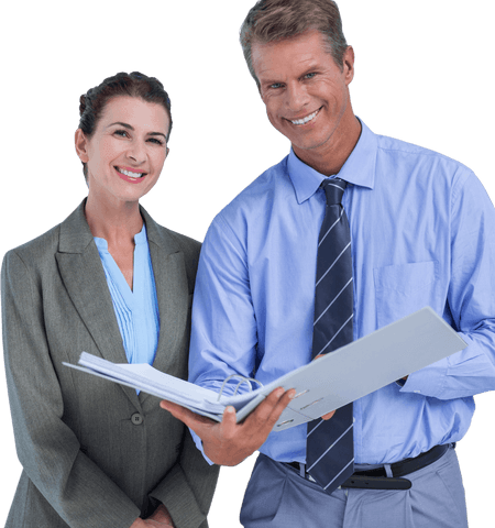Smiling Business Professionals with File on Transparent Background - Download Free Stock Videos Pikwizard.com