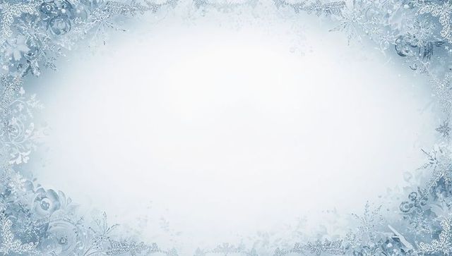 Frosted Floral Frame with Pale Center Gradient for Winter Stationery and Holiday Invitations