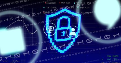 Digital Security Concept with Lock Icon and Data Charts - Download Free Stock Images Pikwizard.com