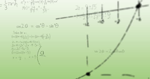 Animated Equations on Green Digital Interface Background