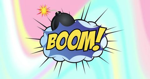 Retro Comic Boom Text with Pop Art Vibes on Pastel Background