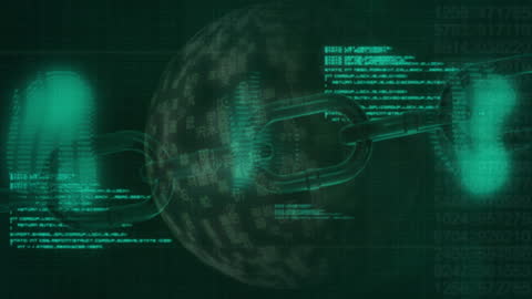 Blockchain Technology Concept with Digital Globe and Data Interface