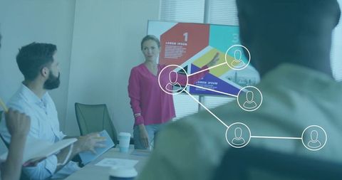 Team Collaboration Presentation with Infographics in Meeting Room