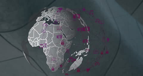 Digital Interface Concept with Advanced World Map and Icons Animation