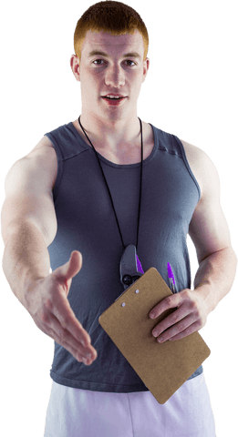 Transparent Image of Friendly Trainer Offering Handshake