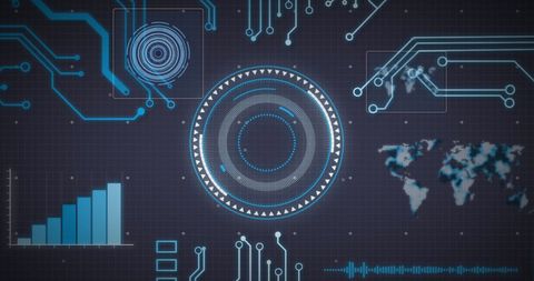 High-tech Digital Interface with Data Visualization and Circuit Design - Download Free Stock Images Pikwizard.com