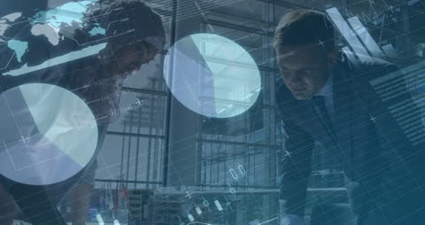 Diverse Team Analyzing Global Data in Futuristic Setting