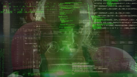 Woman in Boxing with Transparent Coding Interface Overlay