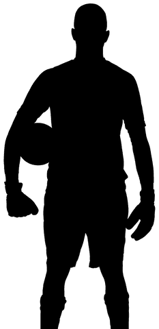 Silhouette of male goalkeeper on transparent background for sports design
