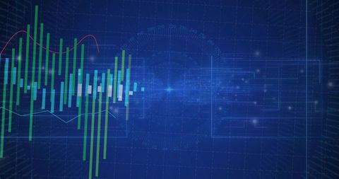 Futuristic Data Analytics Dashboard with Bar and Trend Charts