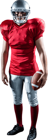 Transparent american football player standing confidently