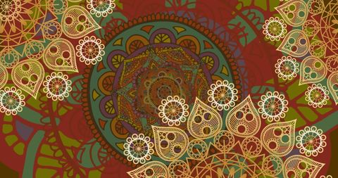 Intricate mandala design with vibrant patterns and ethnic motifs