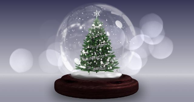 Festive Snow Globe with Christmas Tree and Twinkling Lights - Download Free Stock Images Pikwizard.com