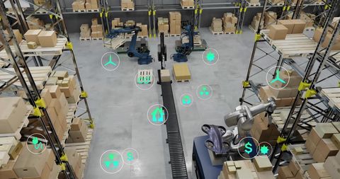 Automated Warehouse with Eco-Friendly Interface and Processing - Download Free Stock Images Pikwizard.com