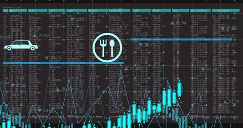 Digital Data Processing Concept with Graphs and Icons - Download Free Stock Images Pikwizard.com