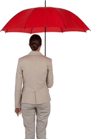 Businesswoman Holding Red Umbrella Transparent Background