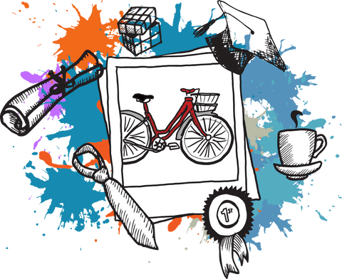 transparent creative icons with bicycle sketch on abstract splash - Download Free Stock Videos Pikwizard.com