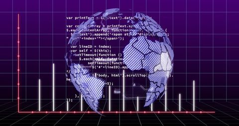 abstract data graph with holographic globe and code visual - Download Free Stock Images Pikwizard.com
