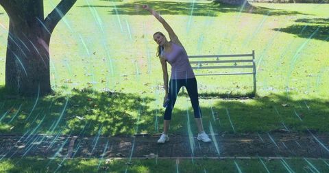 Distanced Woman Exercising on Sunny Park Path