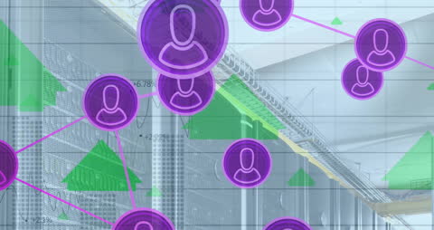 Global Network Connections over Data Servers Concept