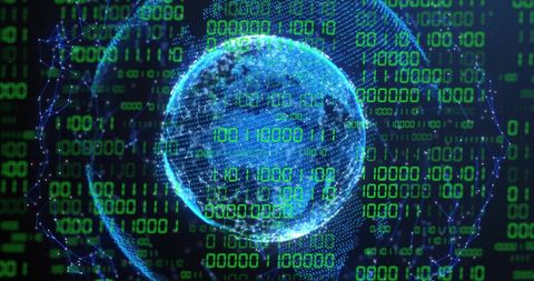 globe encompassed by binary codes symbolizing global connectivity - Download Free Stock Images Pikwizard.com
