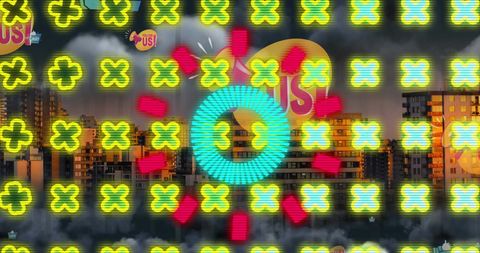 Vibrant Digital Interface Over Cityscape Background - Download Free Stock Images Pikwizard.com