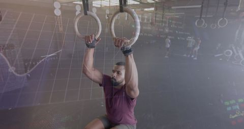 Cross Training on Gym Rings with Data Overlay - Download Free Stock Images Pikwizard.com
