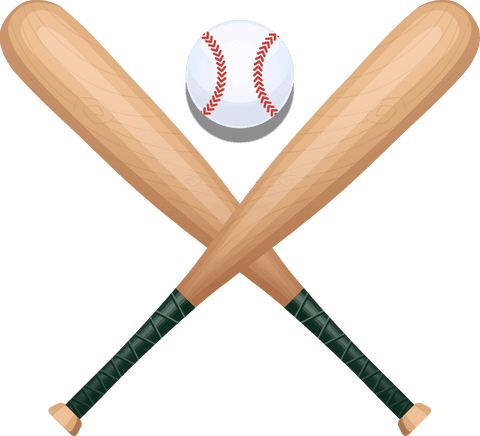 Transparent Baseball Bats Crossing Ball in Flat Design