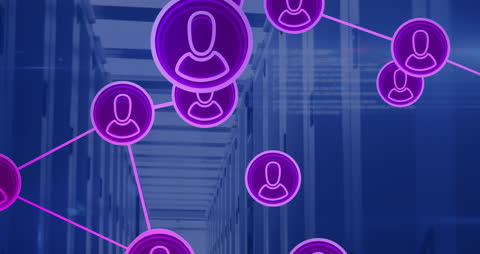 Digital Network Icons Over Virtual Server Background