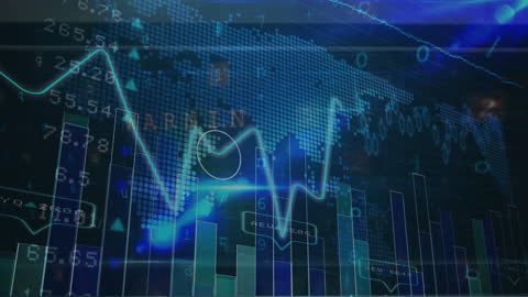 Animated Financial Data Processing over Digital World Map