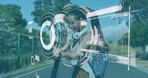 Innovative Tech: Woman Interacting With Smartwatch Digital Interface