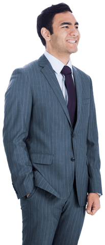 Confident Biracial Businessman on Transparent Background Smiling