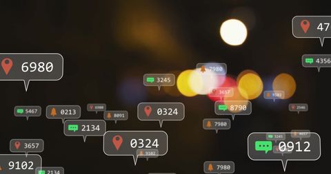 Social Media Notifications Over City Lights Background - Download Free Stock Images Pikwizard.com