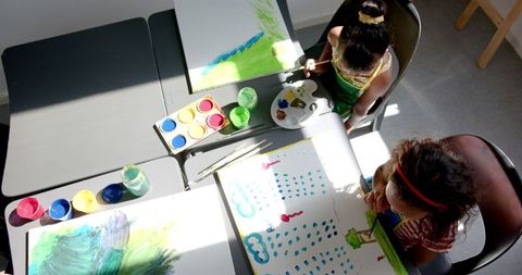 Children Engaging in Creative Painting During Art Class at School - Download Free Stock Images Pikwizard.com
