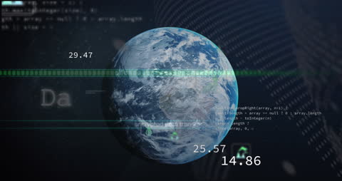 Animated Globe with Data Processing Interface