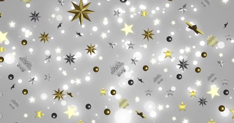 Festive starry winter pattern on grey background