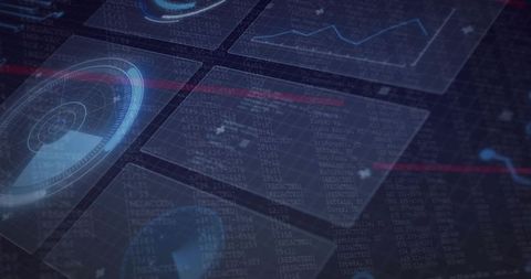 Holographic Cybersecurity Dashboard Displaying Radar HUD, Data Panels, Real-time Analytics