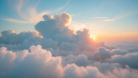 Serene Cumulus Clouds Enthralled by Warm Sunlight