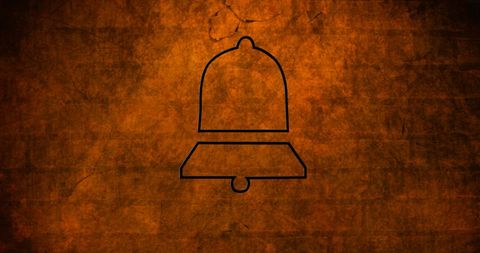 Glowing Bell Icon on Grunge Brick Wall Background