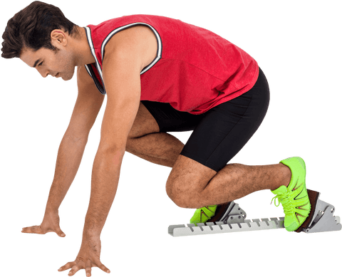 Male Athlete Positioning at Starting Blocks Transparent Background - Download Free Stock Videos Pikwizard.com