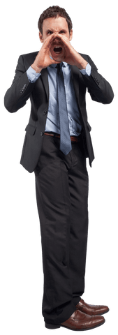 Businessman shouting on transparent background vector
