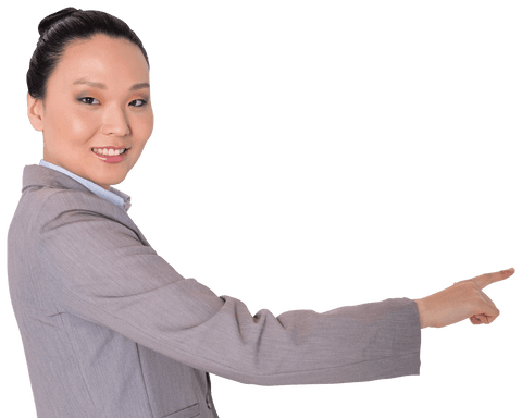 Transparent Image of Businesswoman Pointing Right
